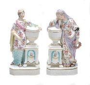 Two Derby porcelain figures of classical maidens, one Andromache mourning the ashes of Hector, the
