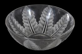 Filix, a Rene Lalique clear and frosted glass bowl, the exterior moulded in relief with spear