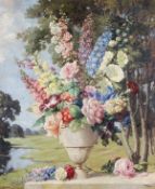 ARR - Bernard Alfree (20th century), Still life of summer flowers, Oil on canvas, Signed lower