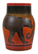 Sally Tuffin for Dennis China Works, a Panther shoulder ovoid vase, impressed and painted marks,