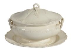An English creamware oval tureen and cover, circa 1780, Staffordshire or South Yorkshire, with