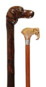 An Edwardian carved wood and silver mounted bamboo lady?s walking stick, the collar hallmarked for