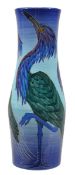 Sally Tuffin for Dennis China Works, a Heron tall slender baluster vase, impressed and painted