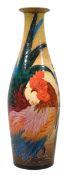 Sally Tuffin for Dennis China Works, a Rooster tall slender ovoid vase, impressed and painted