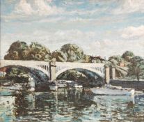 ARR - Leslie Woolaston (20th century), Twickenham bridge, Oil on canvasboard, Signed lower left, 48