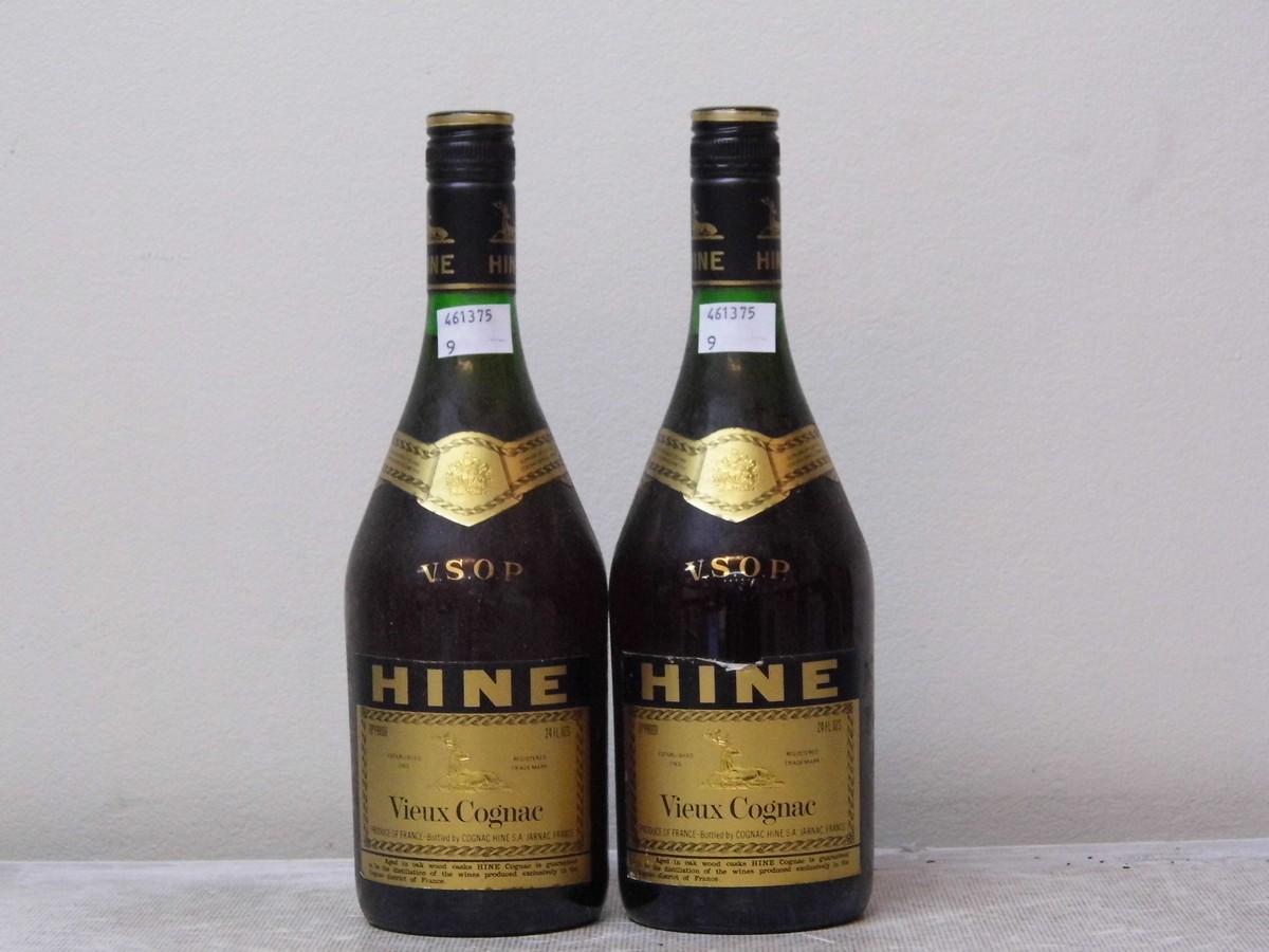 Hine VSOP Vieux Cognac 1960`s or 1970`s Bottling 24 fl Oz 70% Proof 2 bts