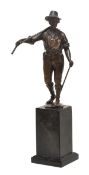 A Continental patinated bronze and marble mounted model of a young man, early 20th century,