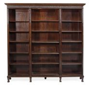 A mahogany open bookcase, late 19th/early 20th century, of large proportions, incorporating a