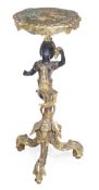 An Italian giltwood, painted and parcel gilt Blackamoor torchere, in 18th century style, 19th