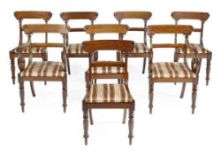 A set of eight William IV mahogany dining chairs, circa 1835, to include a pair of armchairs, each