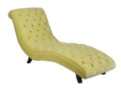 A lime green upholstered chaise by George Smith Limited, of recent manufacture, the serpentine