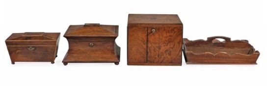 A walnut table cabinet, second quarter 19th century, the top with inset brass vacant shield panel,