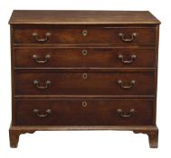 A George III mahogany chest of drawers, circa 1780, the rectangular top above four long drawers on