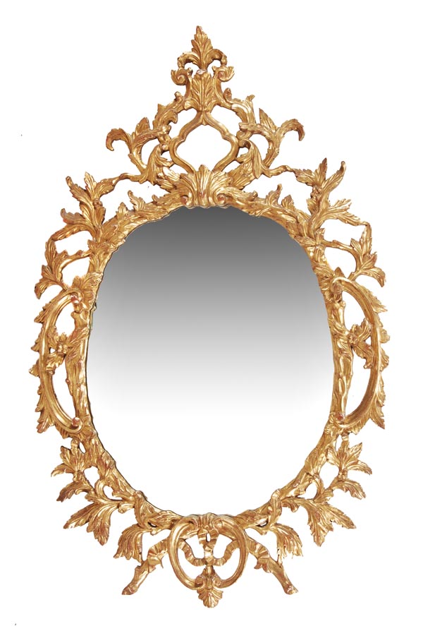 A pair of giltwood framed wall mirrors in George III style, of recent manufacture, each with oval