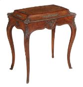 A walnut and kingwood jardiniere stand, in Louis XVI style, late 19th/early 20th century, with a