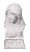 Barry, Franco-Italian School, late 19th century, a sculpted white marble bust of a maiden, portrayed