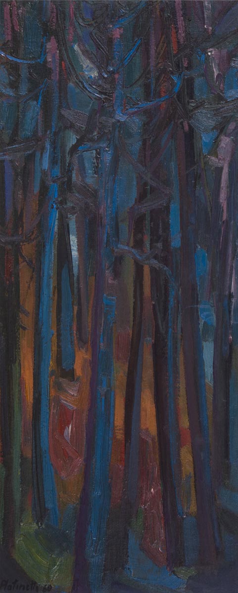 ARR - Fulvio Platinetti (b.1928), The woods, Oil on board, Signed lower left, 70 x 28cm (27.5 x