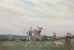 ARR - Lionel Edwards (1878-1966), Falconry, Tudor Period, 16th century, Gouache, Inscribed lower