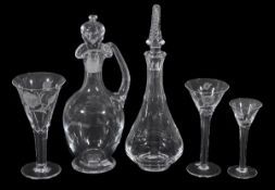 A Thomas Webb?s ?Jacobite? engraved part glass table service, mid 20th century, of drawn trumpet