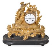 A French gilt metal figural mantel clock, late 19th century, the eight-day bell striking movement