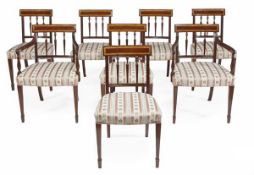 A set of eight mahogany dining chairs, including a pair of armchairs in Regency style, of recent