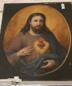 19th Century School Sacred heart of Christ Oil on canvas (unframed) 100 x 81cm