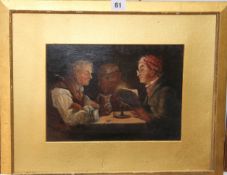 Continental School Three figures around a table in candlelight Oil on panel 20.5 x 29cm Best Bid
