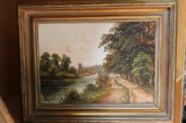 J. Lewis Scenes by a river (possibly the Thames) A pair of oils on board Signed 26 x 36 cm each (2)