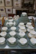 A Wedgwood sage and white part dinner/tea service together with Royal Doulton `Clarendon` pattern