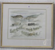 Andre Bicat (1909-1996) Valley, Tuscany Watercolour Signed in pencil lower right Titled to