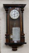 A German walnut Vienna style walnut wall timepiece, late 19th century, the eight-day spring driven