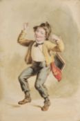 Robert Farrier (1796-1879) A weeping child; A dancing child A pair, watercolour Each 25 x 18 cm (9