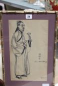 Erna Plachte (1893-1986) Portrait of Chen Huan-Chang Charcoal on buff paper Signed and captioned `