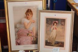 T. Hamilton Crawford Full portrait of a young lady Colour mezzotint Signed in pencil lower right