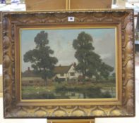 F. G. Colman Rural house set behind two trees and a lake Oil on canvas Signed and dated 1912 lower