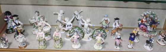 Four 20th Century German porcelain figures of putti, together with a further quantity of mixed