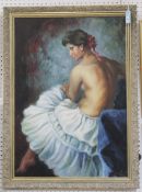 Vincente (20th Century School) Seated portrait of a partially nude female Oil on board Signed and