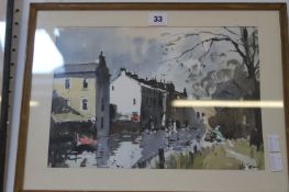 John Tookay (20th century) A canal view Watercolour Signed lower right 24 x 33 cm