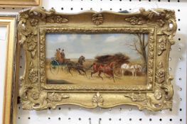 R. Stone (19th century) Horse and cart scenes A pair, oil on panel Signed Each 10 x 19 cm (2)