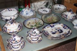 An Ashworth Ironstone part dinner service together with two Chelsea Pottery foliate and insect