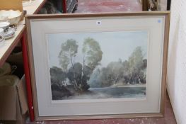 Sir William Russell Flint (1880-1969) River scene Polychrome print Signed in pencil to the margin