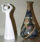 A Royal Doulton stoneware bottle vase, late 19th century, impressed mark and number 1341 to base;