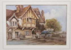 English School (19th century) Farmhouse by a track Watercolour Indistinctly initialled [?]F.B. and