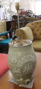 A stoneware whisky barrel lamp (sold as parts)  Best Bid