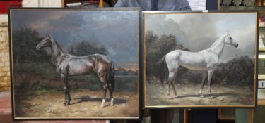 Unknown artist Horse studies Two oils on canvas Both indistinctly signed and dated 2009 69.5 x 79.5