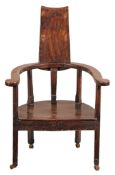 Robert Bakewell`s Chair, a George III provincial mixed woods open armchair  Robert Bakewell`s Chair,