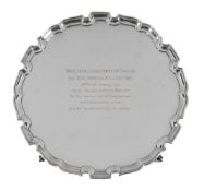 The Rhun Perpetual Challenge Trophy, a silver shaped circular salver by...  The Rhun Perpetual