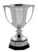 The Guernsey Challenge Cup, a silver twin handled octagonal cup by Atkin...  The Guernsey