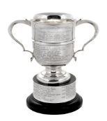 The Hendre Perpetual Challenge Cup, a silver twin handled trophy cup by...  The Hendre Perpetual