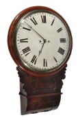 A William IV brass inlaid mahogany striking drop-dial wall clock, unsigned  A William IV brass